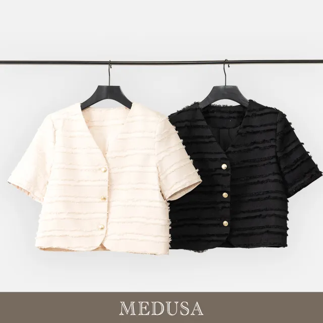 【MEDUSA 曼度莎】現貨-ICare 韓風流蘇墊肩短版西裝外套 - 2色（F）｜短版外套 短西裝外套(306-61401)