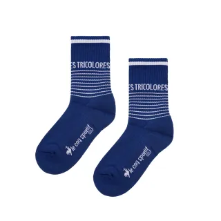 【LE COQ SPORTIF 公雞】高爾夫系列 女款藍色基本款百搭中筒襪 QLT0K012