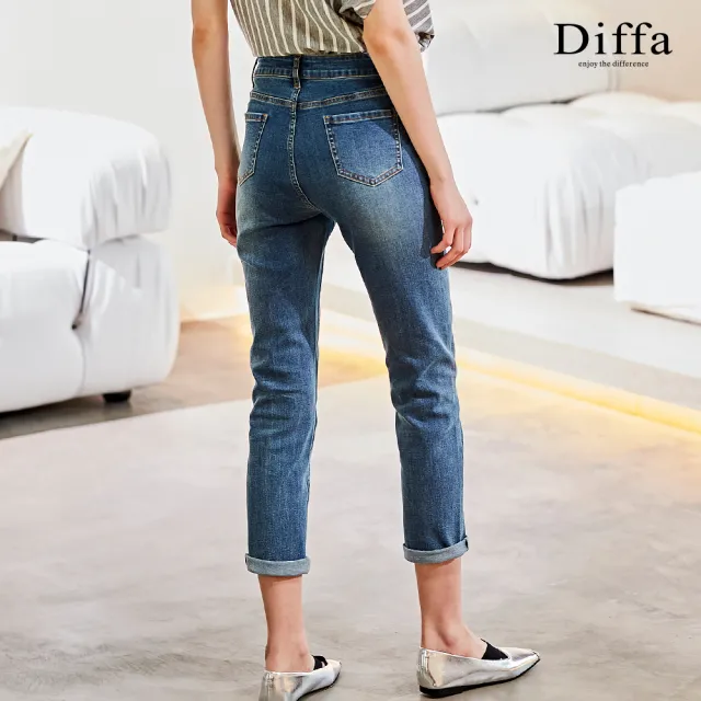 【Diffa】裝飾口袋設計牛仔長褲-女(丹寧)