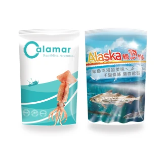 【Calamar】阿根廷100%手撕深海魷魚條4包+鱈魚條4包(70g/包共8包入/拜拜箱)