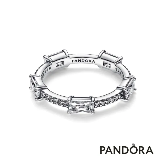【Pandora官方直營】長方飾條密鑲寶石戒指-絕版品
