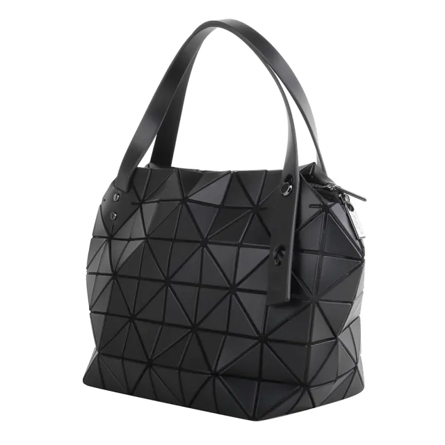 【ISSEY MIYAKE 三宅一生】BAOBAO 幾何方格皮質立體手提波士頓包M(霧面黑)