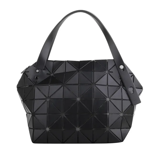 【ISSEY MIYAKE 三宅一生】BAOBAO 幾何方格皮質立體手提波士頓包M(霧面黑)