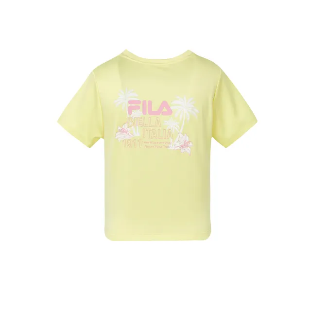【FILA官方直營】女涼感短袖圓領T恤-黃色(5TEY-1107-YE)
