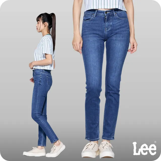 【Lee】出清品-女裝 牛仔褲 / 409 中腰合身小直筒 中藍洗水(LL220129251)
