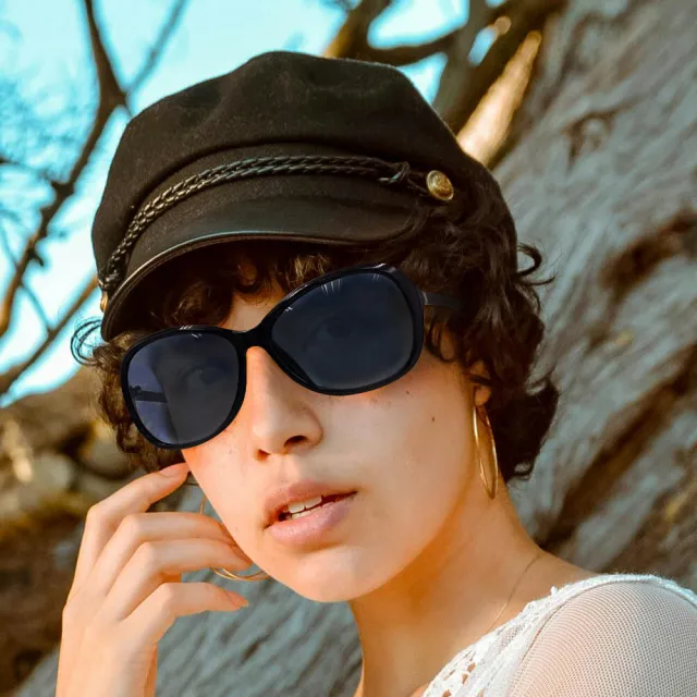 【GUGA】偏光淑女太陽眼鏡 大框素面款(UV400 抗紫外線 防爆鏡片 漸層鏡片 2232)