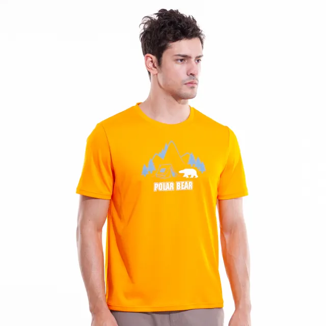 【POLAR BEAR 北極熊】男吸濕排汗網眼印花T恤-橘色(24T02)