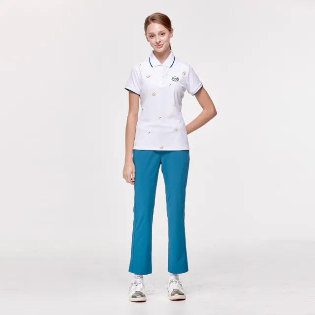 【PLAYBOY GOLF】女款清新檸檬印花短袖POLO衫-白(吸濕排汗/高爾夫球衫/KA24128-87)