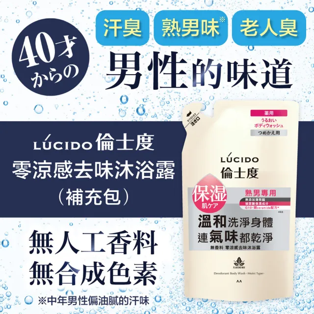 【LUCIDO倫士度】零涼感去味沐浴露超值3件組(瓶裝450mlx1+補充包380mlx2)