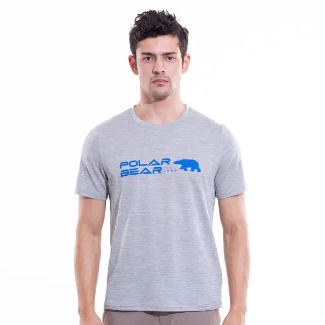 【POLAR BEAR 北極熊】男吸濕排汗輕量雲彩印花T恤-灰麻色(24T07)