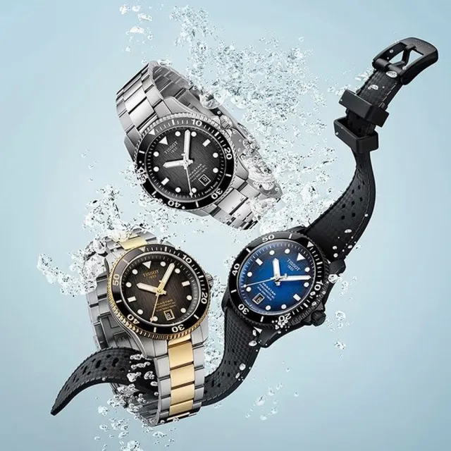 【TISSOT 天梭】Seastar 1000 海星300米潛水 機械錶 手錶(T1208072205100)