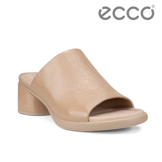 【ecco】SCULPTED SANDAL LX 35 雕塑經典素面中低跟涼拖鞋 女鞋(裸色 22278304084)