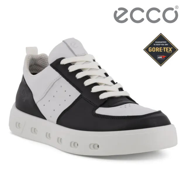 【ecco】STREET 720 W SNEAKER 街頭趣闖防水皮革休閒鞋 女鞋(黑色/白色 20971350669)