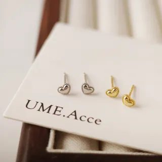 【UME.Acce】S925純銀 氣質立體亮面心形耳環(純銀 全純銀 純銀耳環 愛心 愛心耳環 心型 心型耳環)