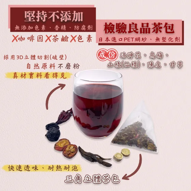 【蔘大王】解膩仙楂烏梅茶包X3組（6gX10入/組）(山楂幫助消化 洛神花養顏美容 去油解膩生津止渴  可冷泡)