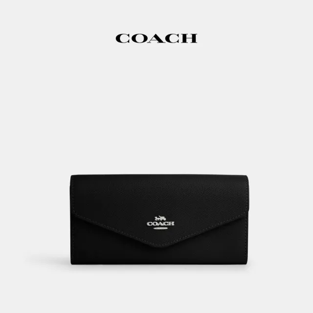 【COACH蔻馳官方直營】信封型皮夾-SV/黑色(CU158)