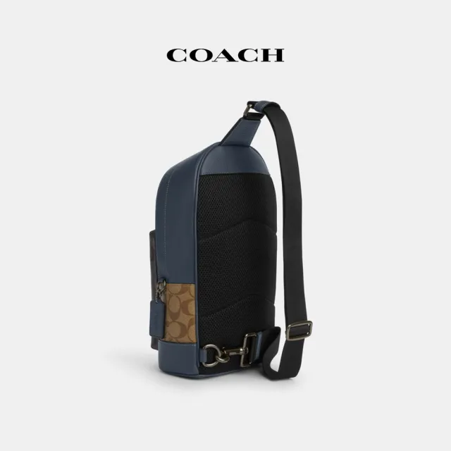 【COACH蔻馳官方直營】WEST經典Logo撞色背包-QB/木炭灰色/卡其色/丹寧藍色(CT813)