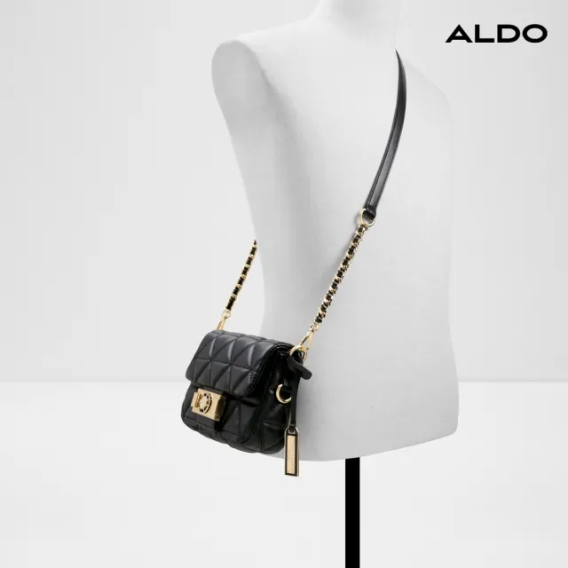 【ALDO】GRACIA-簡約氣質絲巾扭結肩背包-女包(黑色)