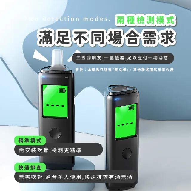 【拒酒駕】高精度吹氣式酒精檢測儀(兩種模式 高靈敏 酒精測試儀 酒測器 酒測棒 酒測機 檢測器 測酒器)