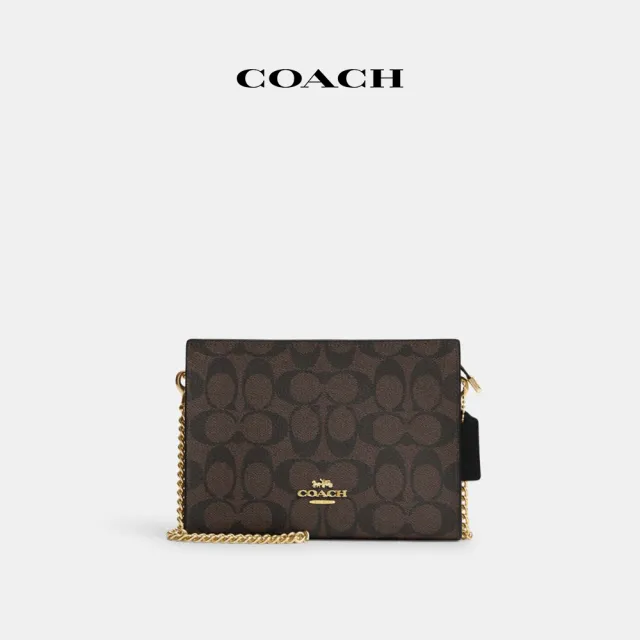 【COACH蔻馳官方直營】經典Logo纖巧型斜背手袋-IM/棕色/黑色(CR239)