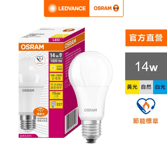 【Osram 歐司朗】14W LED燈泡 10入組(節能標章)