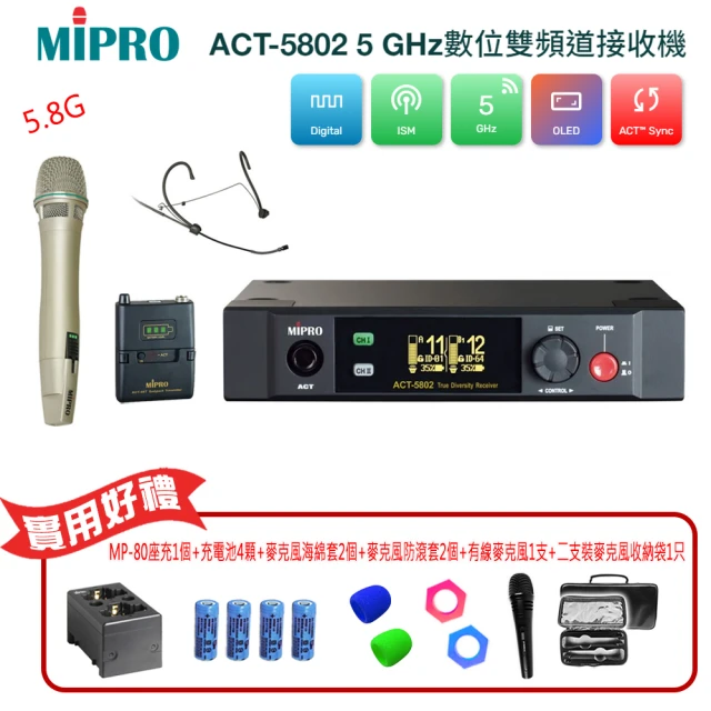MIPRO ACT-5814A 配2領夾式+2頭戴式 無線麥