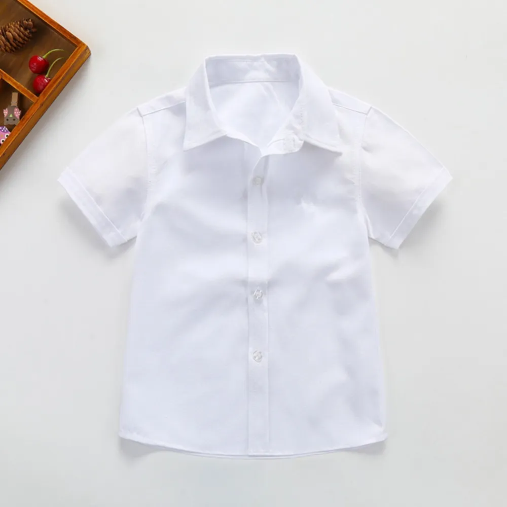 【橘魔法】男童純白襯衫(短袖上衣 表演 畢業典禮 男童 襯衫 花童 兒童 童裝)