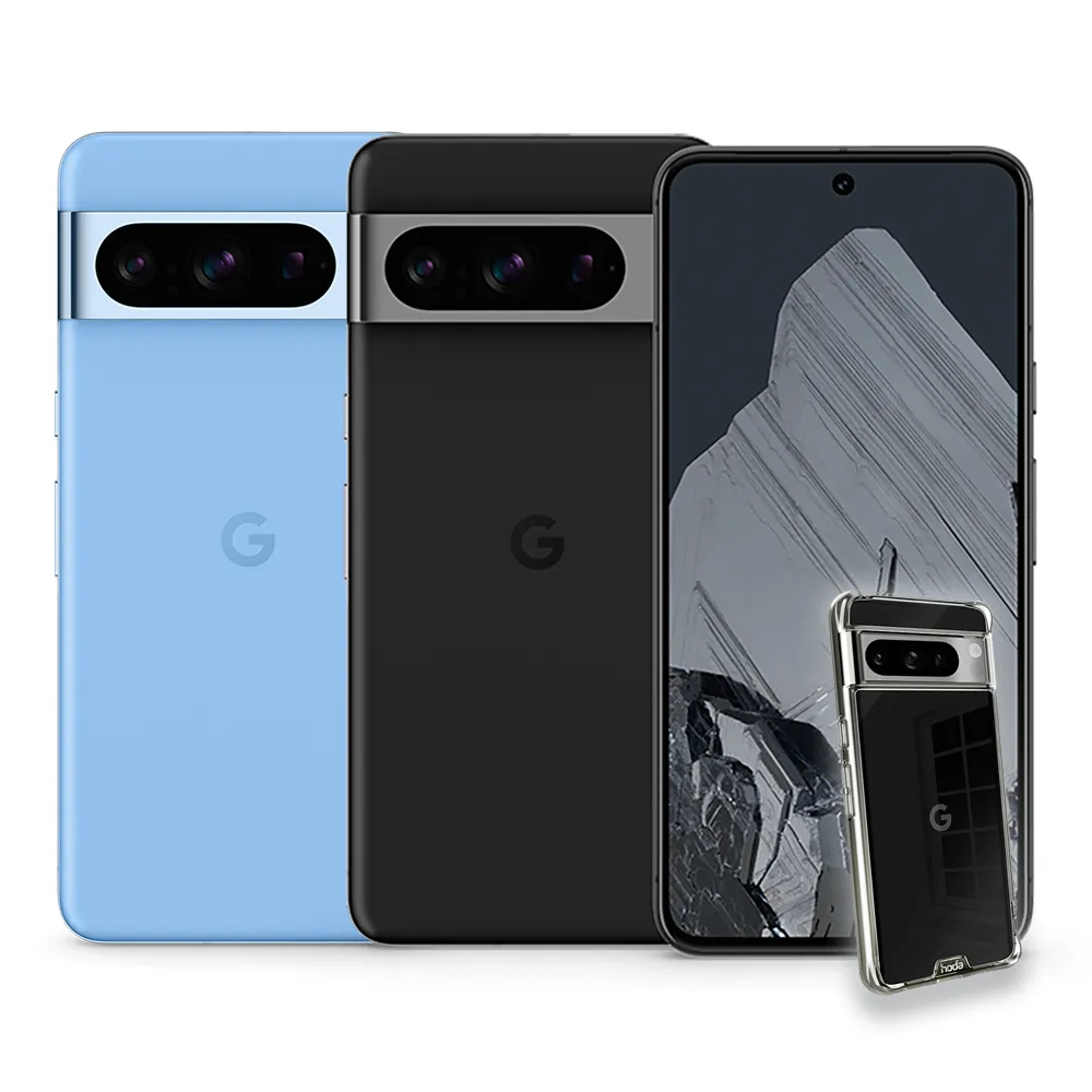 【Google】Pixel 8 Pro 5G 6.7吋(12G/256G/Tensor G3/5000萬鏡頭畫素/AI手機)(hoda軍規防摔殼組)