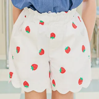 【BebeZoo】白底滿版草莓花瓣短褲(TM2405-350)