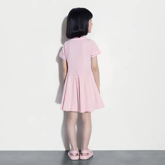 【GAP】女幼童裝 Logo小熊印花翻領短袖洋裝-粉色(466137)