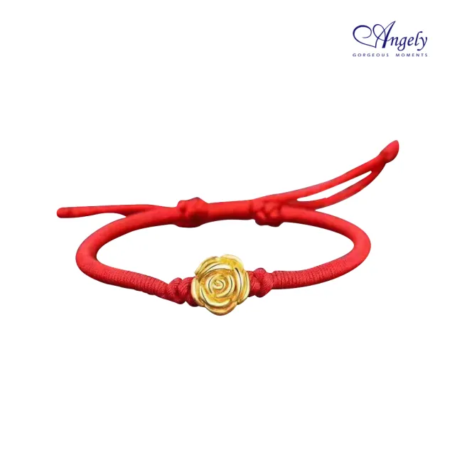 【Angely】花開富貴玫瑰黃金紅繩手鍊