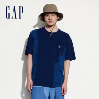 【GAP】男裝 純棉圓領牛仔短袖T恤-深藍色(463166)