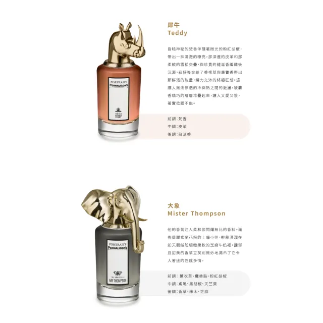 【PENHALIGON’S 潘海利根】獸首肖像系列淡香精75ml(公鹿/狐狸/龍首/獵犬/山羊/靈貓/花豹/老鷹.國際航空版)