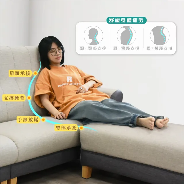 【IHouse】好便宜 台灣製高背S曲線護腰 迴彈貓抓皮沙發  4人+腳椅/L型