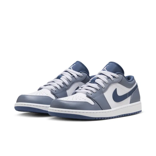 【NIKE 耐吉】AIR JORDAN 1 LOW 男 休閒運動鞋 灰藍白(553558414)