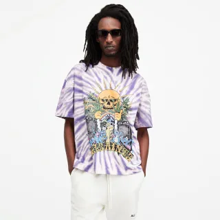 【ALLSAINTS】FEST 純棉寬鬆音樂祭塗鴉短袖T恤-紫 M005PA(寬鬆版型)