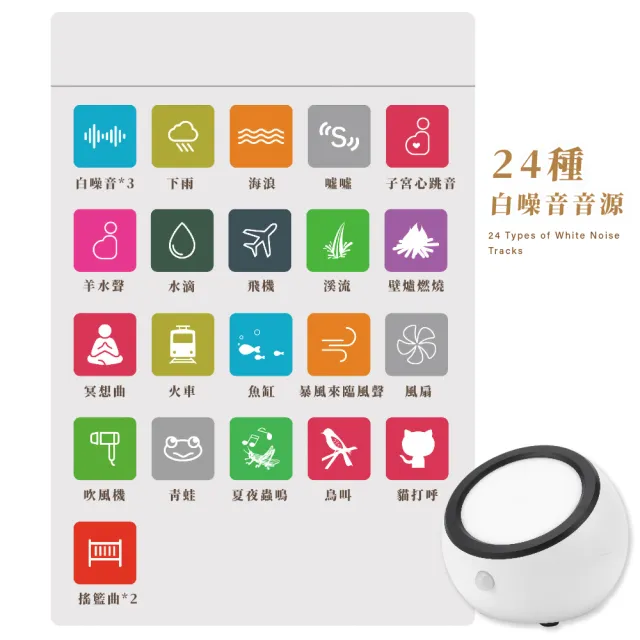 【睡好睡飽】攜帶型多功能白噪音機(USB 小夜燈 定時 放鬆 舒壓 居家 緩解失眠 舒眠 旅行 睡眠機)