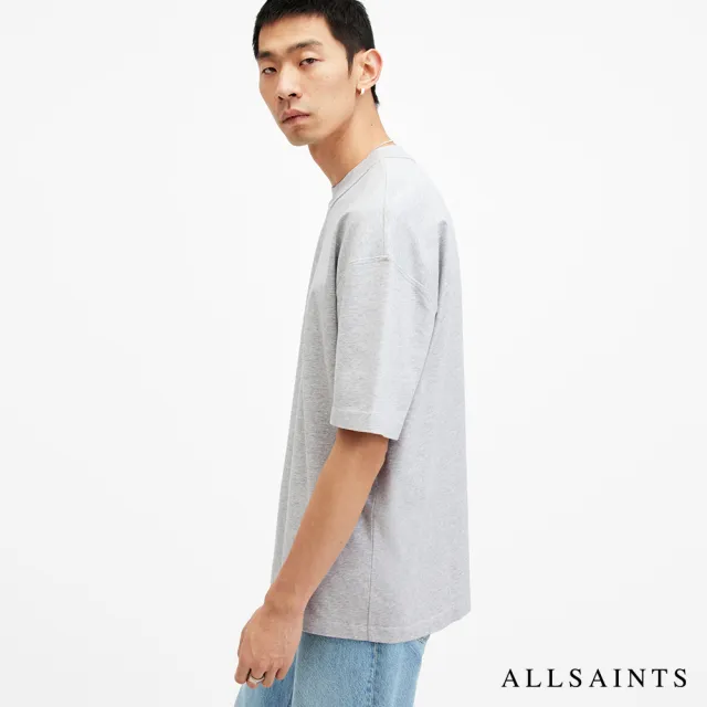 【ALLSAINTS】ISAC 舒適厚實寬鬆落肩純棉短袖T恤-灰 MD105V(寬鬆版型)