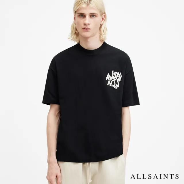 【ALLSAINTS】ORLANDO 純棉寬鬆LOGO短袖T恤-黑 M022PA(寬鬆版型)