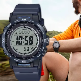 【CASIO 卡西歐】PROTREK 戶外多功能太陽能電波手錶 登山錶 氣壓高度溫度 開學(PRW-35Y-2)