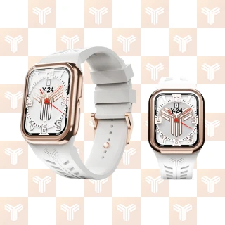 【Y24】Quartz Watch 45mm 石英錶芯手錶 QW-45 玫瑰金錶框/白錶帶 無錶殼(適用Apple Watch 45mm)
