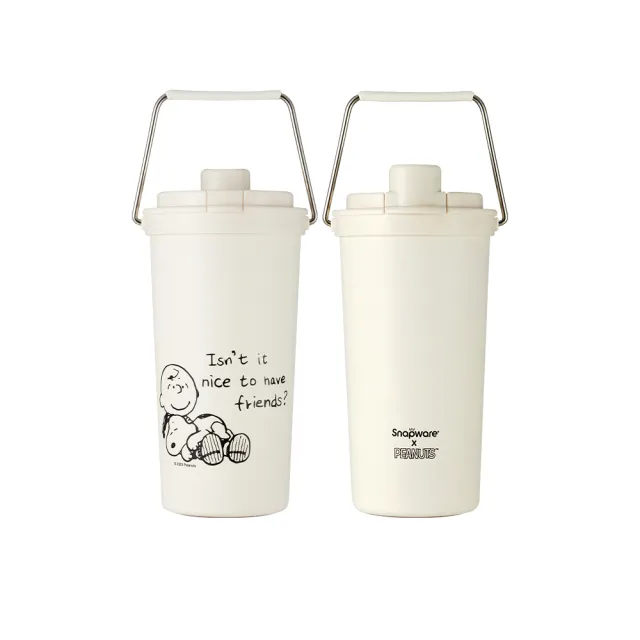 【CorelleBrands 康寧餐具】買1送1SNOOPY鋅動輕瓷大容量不鏽鋼手提保溫杯800ml(兩色任選)