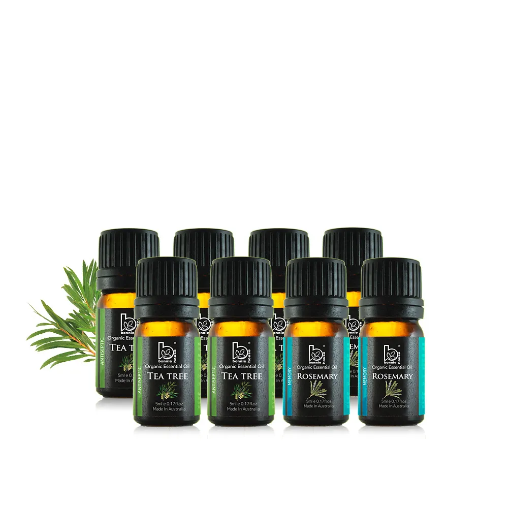 【Bonnie House 植享家】雙有機認證精油超值組(茶樹精油5ml*5+迷迭香精油5ml*3)