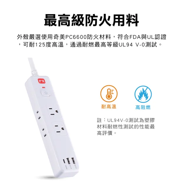 【PX 大通-】網路獨家 usb Type C pd快充 延長線 三孔 電源 插座(POL-161P 2入組)