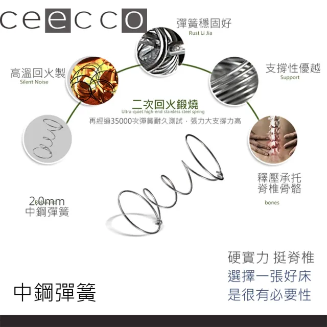 【ceecco】米雪兒高彈力高碳鋼護背彈簧床墊(雙人5尺)