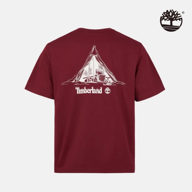 Timberland 中性紅褐色背後圖案短袖T恤(A2P95
