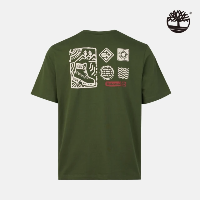 Timberland 中性綠色背後圖案短袖T恤(A2P4MEIN)