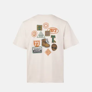 【Timberland】中性白沙色背後圖案短袖T恤(A2NZ1BH7)
