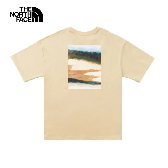 【The North Face】北面女款米色水彩風景印花短袖T恤｜89W43X4