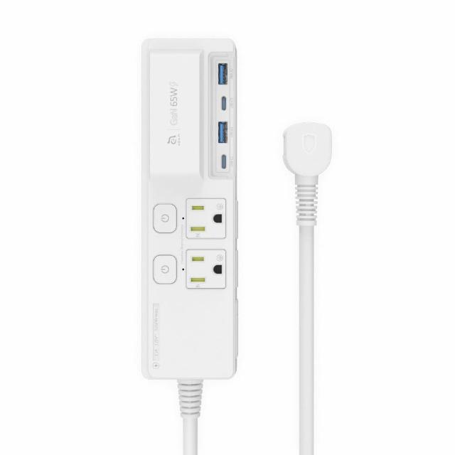 【ADAM 亞果元素】3開4插 2USB+2Type C OMNIA G65 GaN 65W 智慧快充延長線(三年保固)